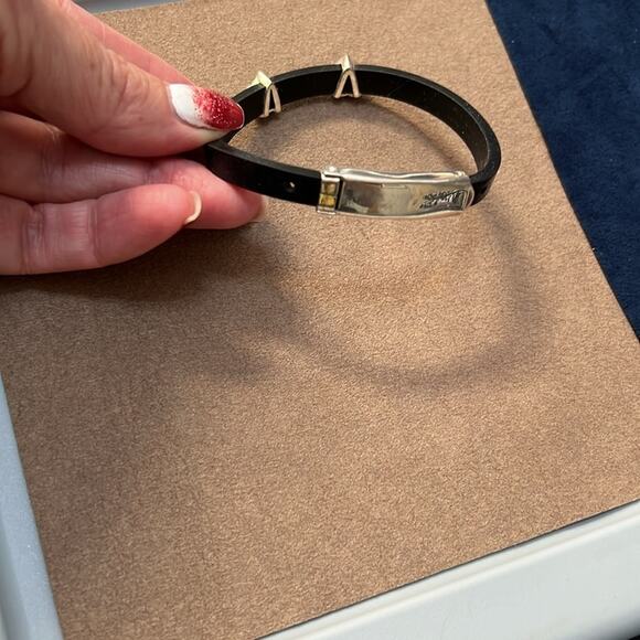 Sterling and black rubber adjustable bracelet. Clip to adjust. heart and star - Picture 4 of 6